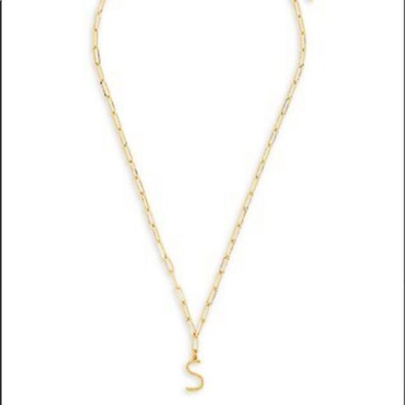 NEW Sterling Forever 14K Goldplated Initial S Pendant Necklace - Picture 2 of 8